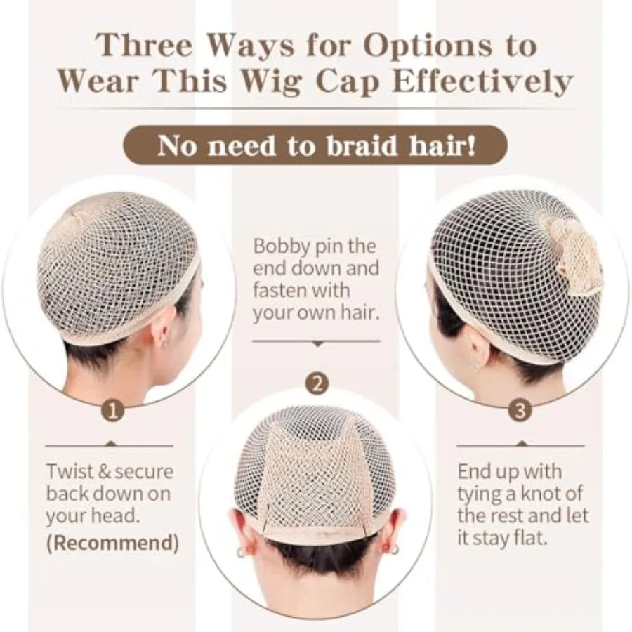 Dreamlover Wig Caps, Braiding Needed Wig Caps for Wig Beginner, Wig Net for Long Hair, Hair Net for Halloween Cosplay, Natural,