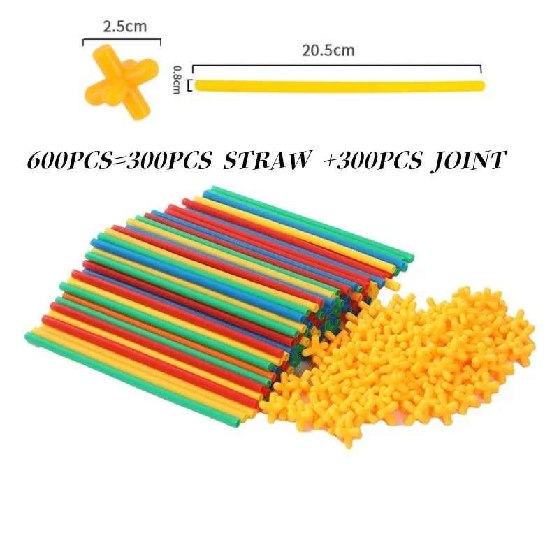 Jouets de construction de paille à faire soi-même, jouets éducatifs d'ingénierie de motricité colorée, jouets de construction STEM