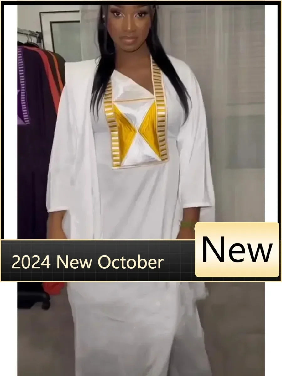 Customized Elegant African Dresses for Women Muslim Embroidery Boubou Robe Dashiki Africa Clothes Ankara Outfit Evening Gown wit