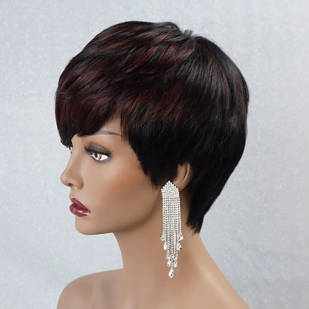 Pixie Cut Wig for Black Women  Synthetic Wigs for Black Women Short Bob Wig Human Hair Wigs with Bangs Short Wigs for Black Wome