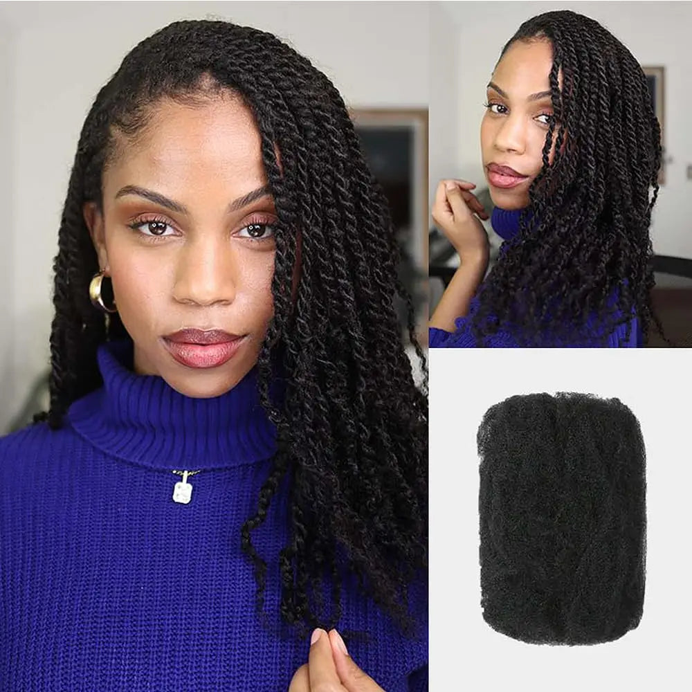 Cheveux Afro Crépus en Vrac, Doux et Légers, 100% Cheveux Humains à Texture Naturelle, Confortables et Durables, Cheveux Vierge Grade 16A