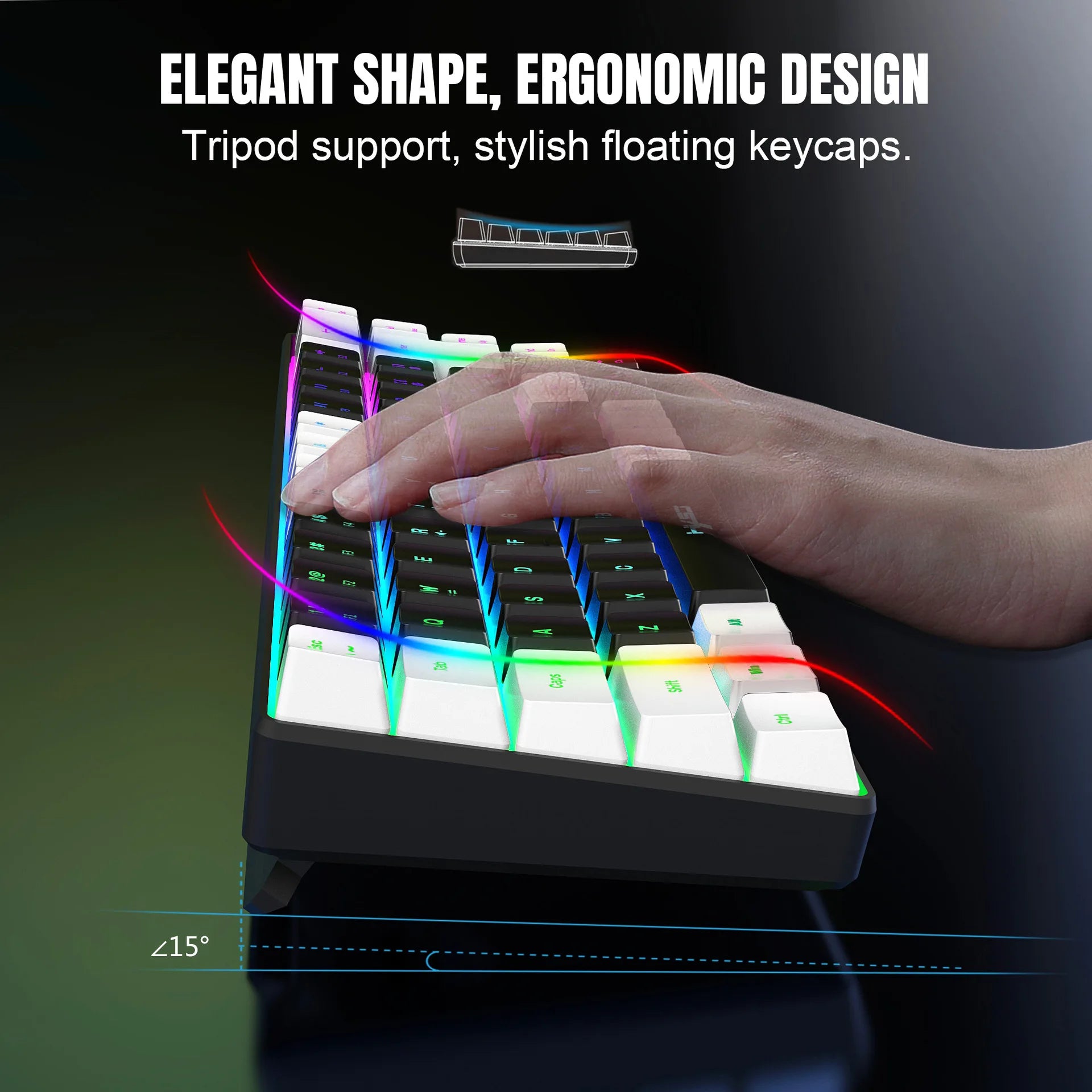 Keyboard 68 keys RGB gamer backlit ergonomic wired key board 65% pc computer office Portable usb laptop Keyboards white black