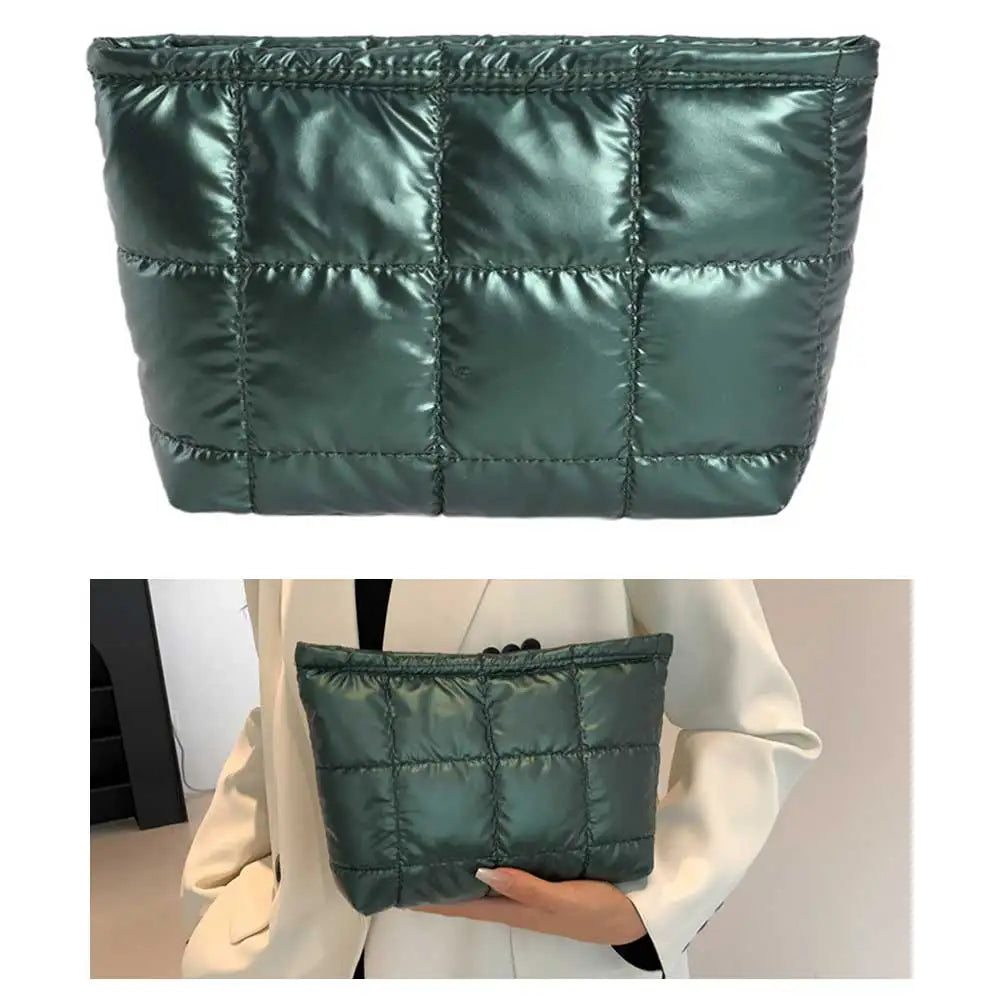 Bolsa de Aseo para Mujer Acolchada Bolsa de Maquillaje Acolchada de Gran Capacidad Bolsa Organizadora de Maquillaje de Color Sólido Bolsa de Maquillaje Acolchada