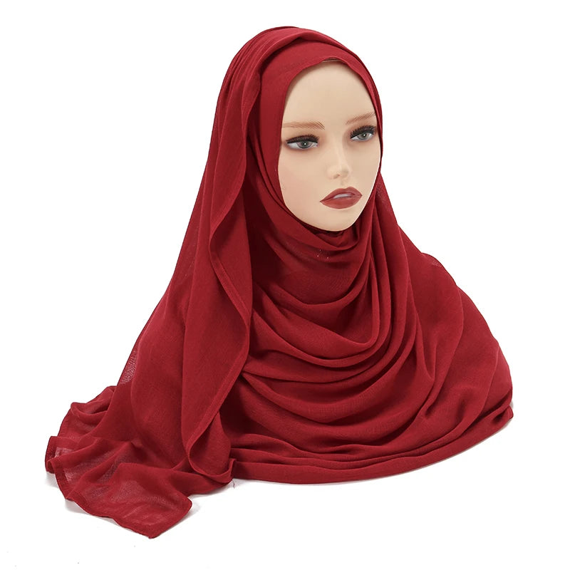 Hijabs musulmanes para mujer, pañuelos finos lisos, chales para mujer musulmana, pañuelo suave de viscosa y rayón, turbante islámico, diadema de 200x85cm