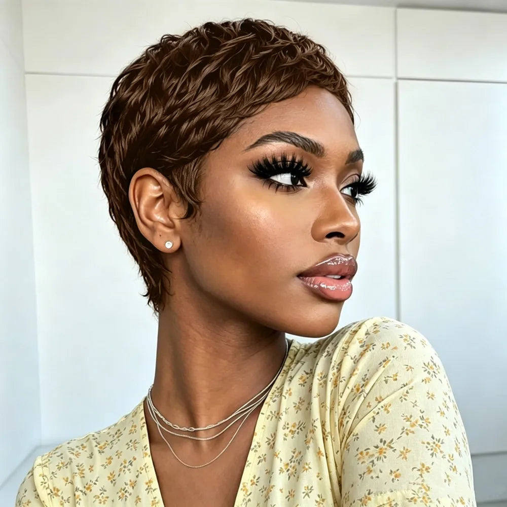pixie cut short layered human hair wigs for women gift wig pixie cut wig pixie wig 4inch 150% density human hair wigs machine made 30 color