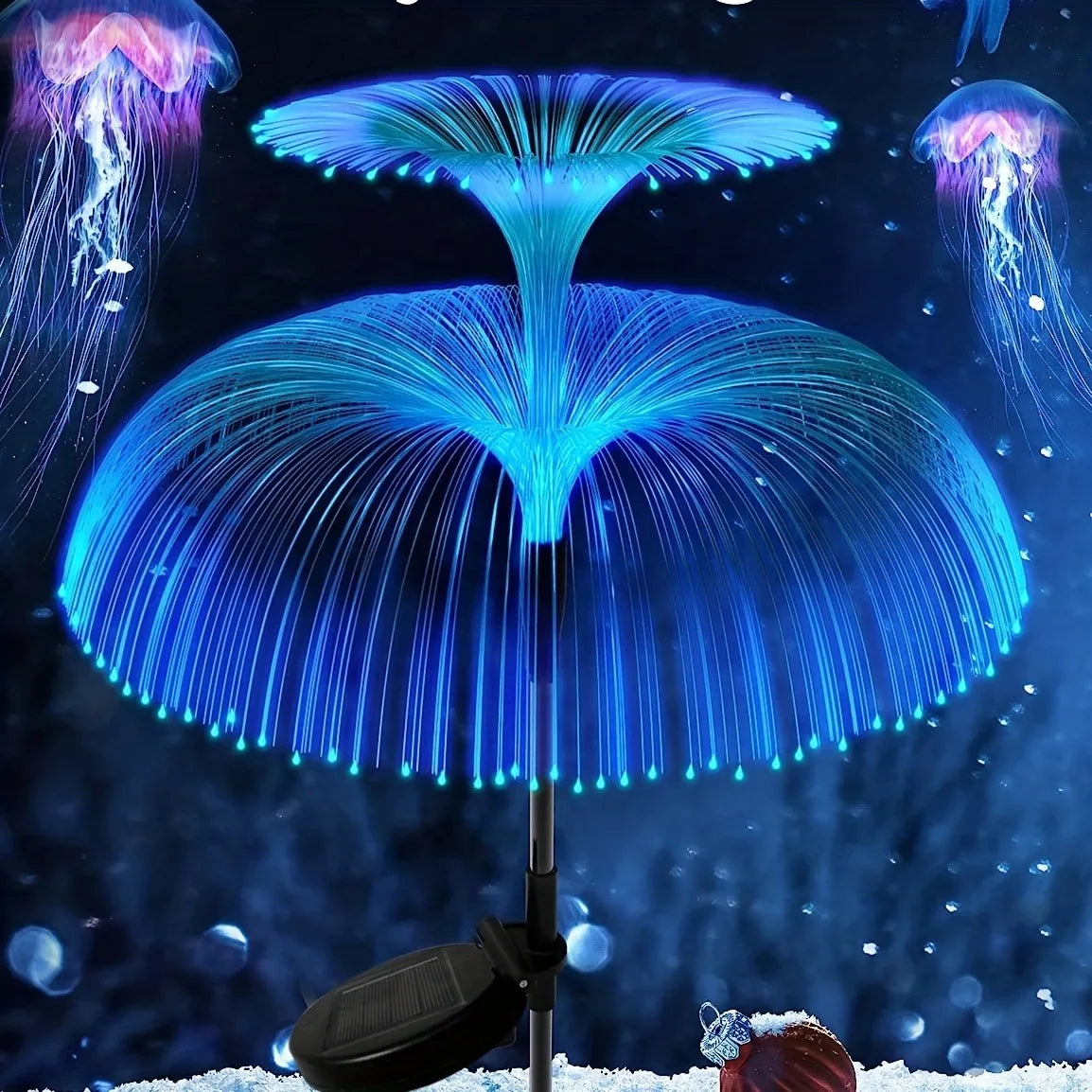 1PC Outdoor Solar Garden Lights 7 Colors Variable Solar Stake Jellyfish Reed Lights Solar Outdoor Color Changing Lights
