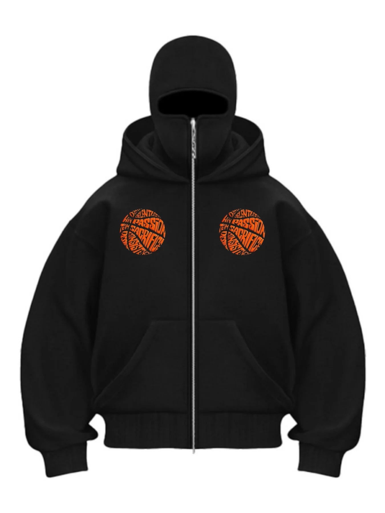 Balaclava Men Zip Hoodie Winter Warm Casual Sweatshirt Y2K with Hooded Face Mask Zipper Design Sports Jacket Outdoor Activities