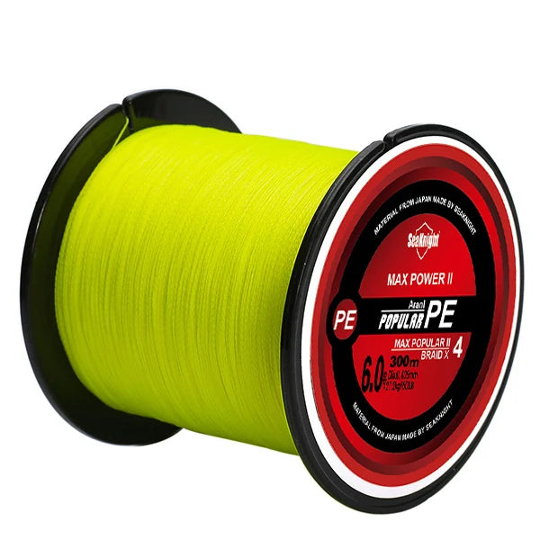 Línea de pesca trenzada SeaKnight marca TriPoseidon Series 4 hebras 300M PE 8-60LB Sedal de pesca multifilamento suave para carpa