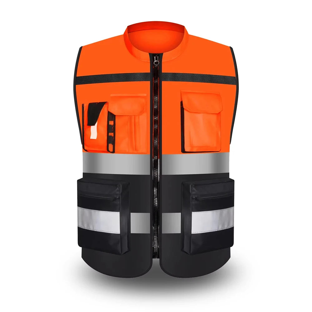 Workwear Vest With Logo Printing Night Construction Work Waistcoats Two Tone Vest Volunteer Uniform
