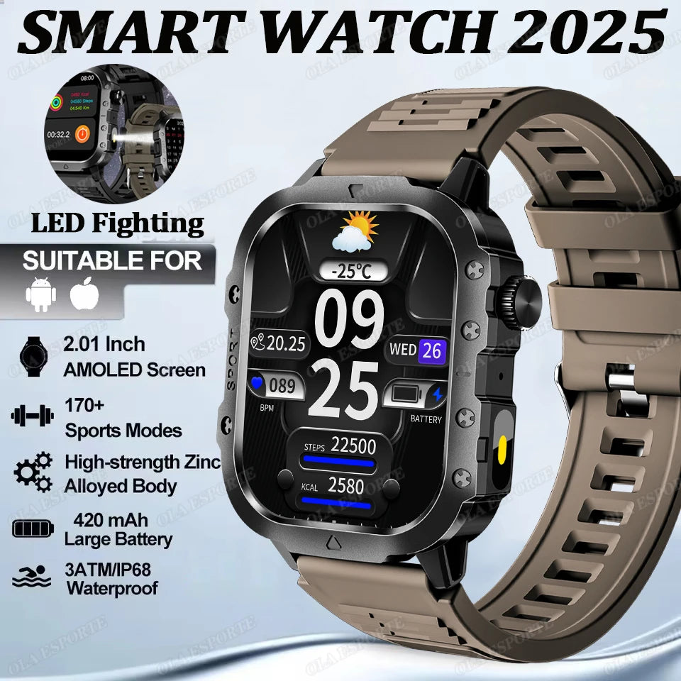 New Rugged Military GPS Smart Watch Men Bluetooth Call Health Monitoring AI Voice Sport Waterproof Smartwatches For Android