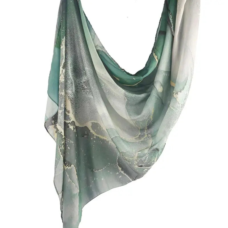 Estampado de acuarela, hiyab musulmán, pañuelo de mármol, suave, transpirable, protección solar, ligero, chal de playa de verano para mujer