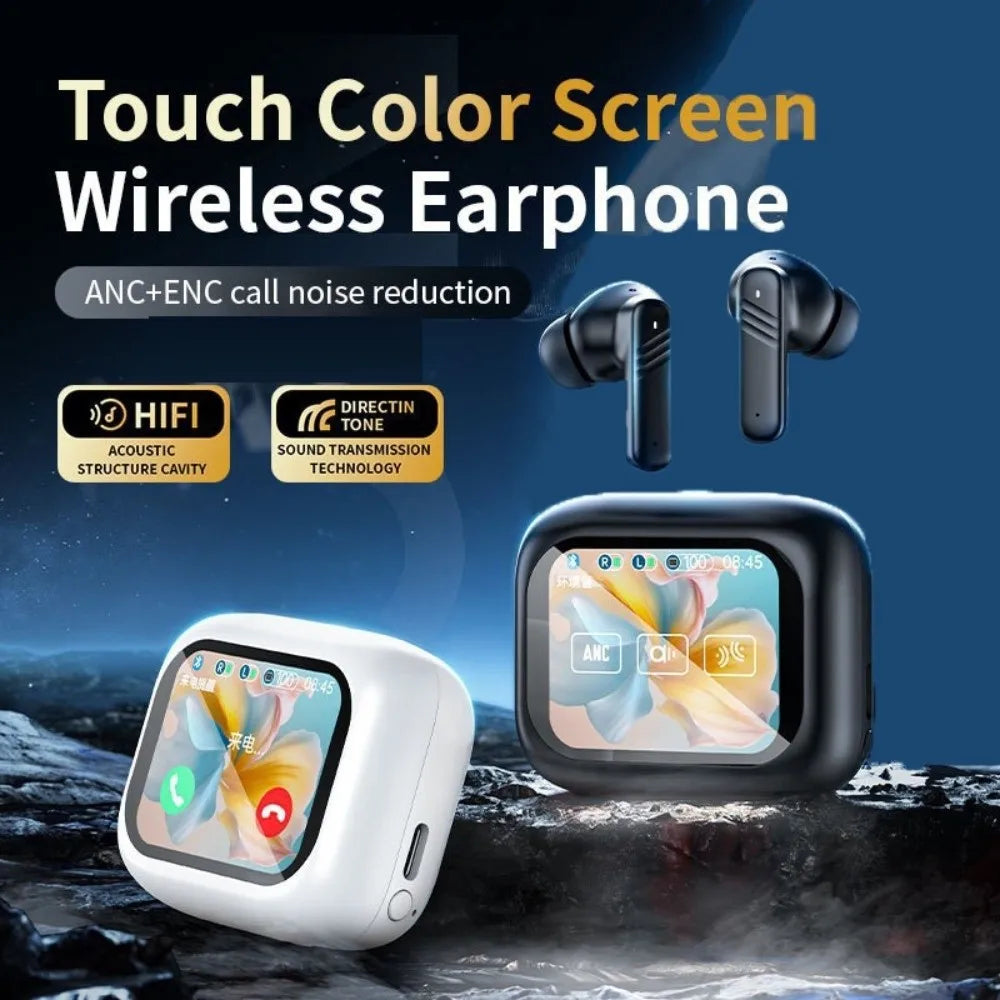Bluetooth 5.4 Full Touch Screen Headphones ENC Mic in Ear ANC Bluetooth Earphones HD Call Long Battery HiFi Stereo Earphones