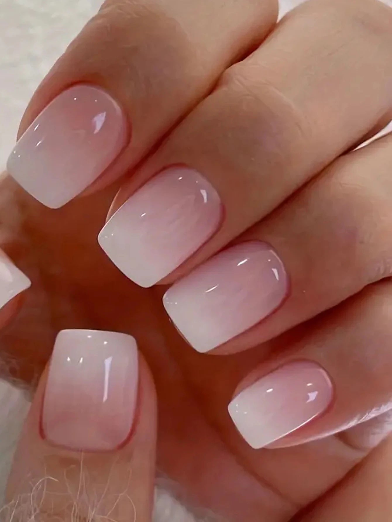 24 pcs short square French simple flower nails +1 nail glue +1 nail file