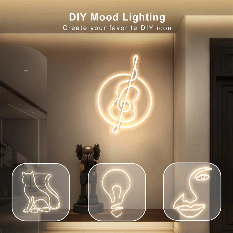 RGB Gaming Lights 16.4ft/5M Neon Rope Lights Soft Lighting for Gaming Desks LED Strip Lights Syncing Support Cutting for Home
