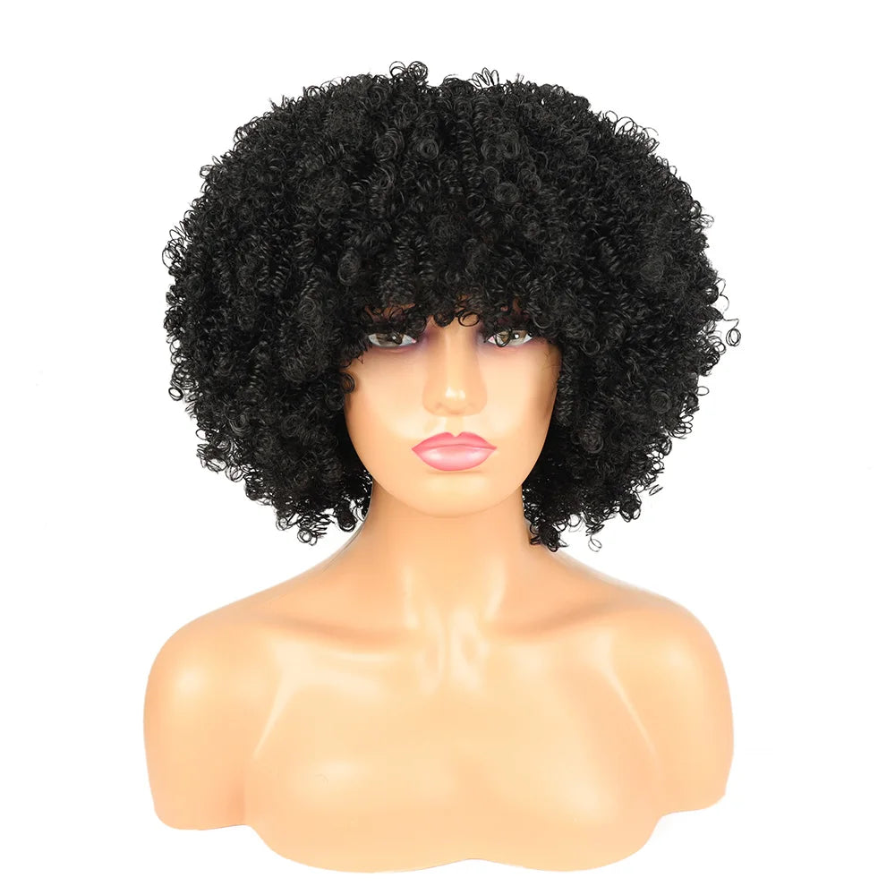 Synthetic Short Pixie Afro Kinky Curly Wigs Simple Cheap Machine Made Wigs For Women Natural Hair Styles Curly Hair For Women