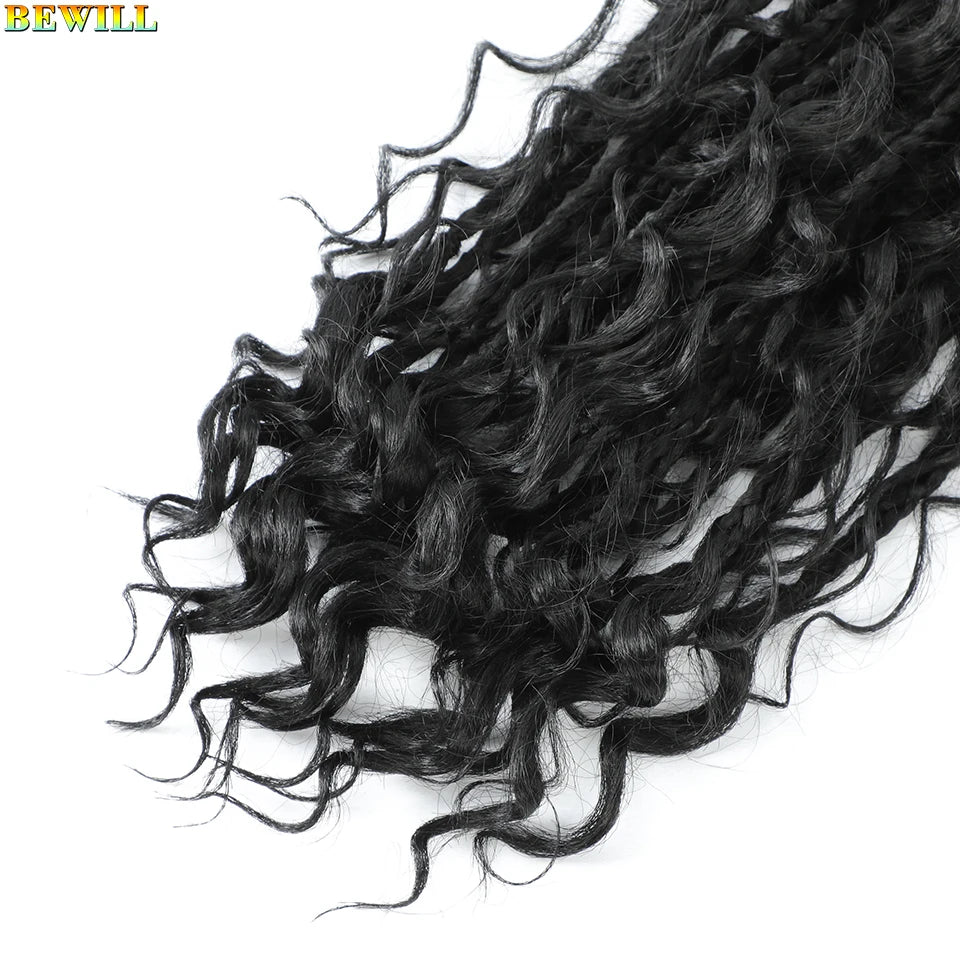 18" Long Boho Braids Extensions Goddess Box Braids Crochet Hair Black Purple Pink Synthetic Braiding Hair Bohemian Hippie Braids