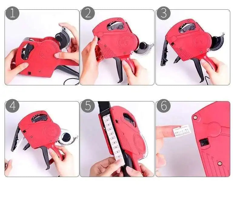 Single Line Price Labeller Set 1, Handheld Pricing Gun + 5500 Labels + Ink Rollers, Date Price Labeler Sticker Tag Printer