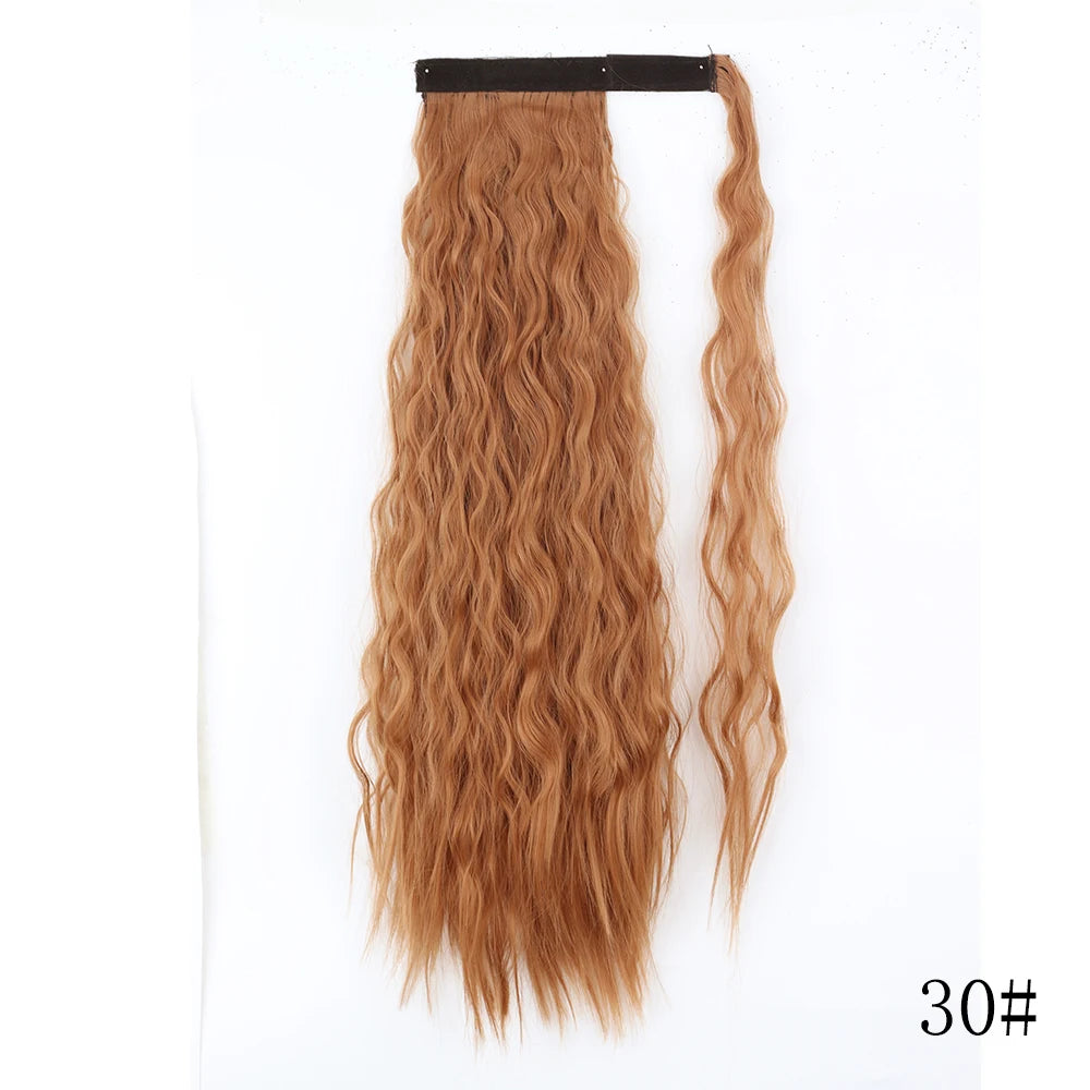 LISI GIRL Synthétique 22/34 Pouces Queue de Cheval enroulée Extensions de Cheveux Bouclés Afro Longs Postiches Queue de Cheval Faux Cheveux Résistant à la Chaleur