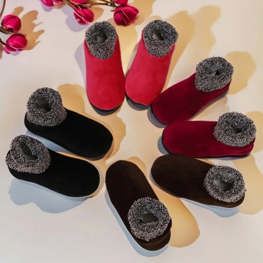 1 par koselige, fuzzy trim gulvsokker, ultravarme, tykke, myke vintersokker innendørs, kvinner, kaldt vær, sklisikker såle, komfortable