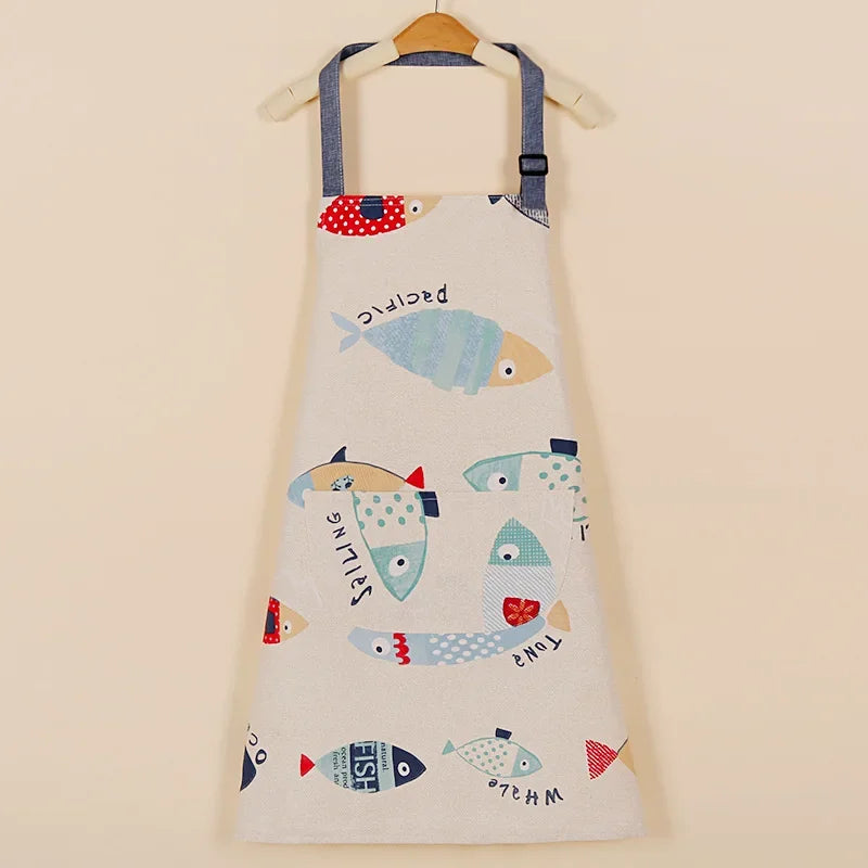 1PC Aprons Fashion Cotton Fabric Waterproof Thickened Dirt Resistant Kitchen Apron and Home Work Clothes Gardening Work Clothing