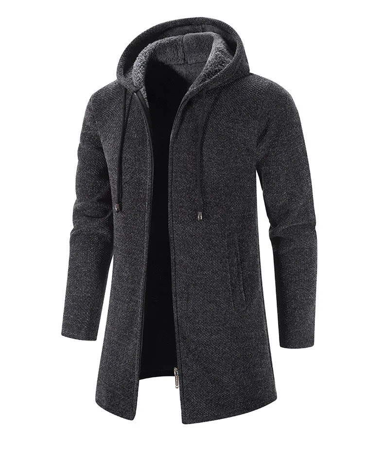 New Mens Long Sleeve Hooded Sweater for Men Zipper Sweatshirts Oversize Streetwear Warm Solid Color Autumn Jacket Hoodie Men ﻿
