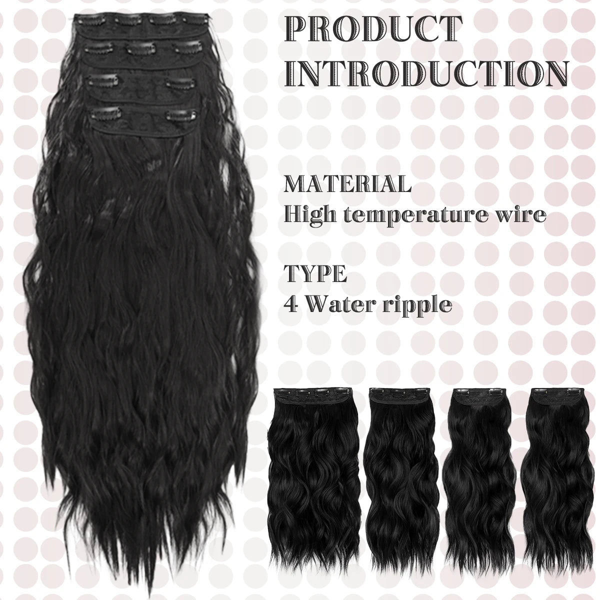 Natural Long Wavy Synthetic Hair Extension 18-32 inches Black 4pcs Hairpiece Fiber Double Weft Hair For Women Hair Accessories