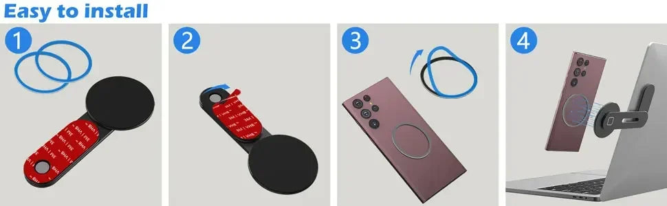 Magnetic Laptop Phone Holder Computer Monitor Side Cell Phone Slim& Foldable For iPhone 14 13 12 Series Case and All Phone