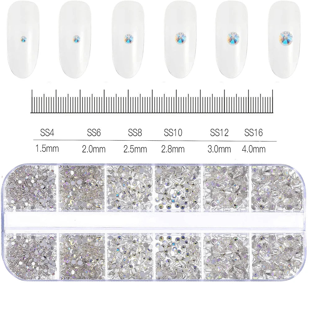180 Uds. diamantes de imitación de cristal AB de espalda plana, gemas de diamantes de formas múltiples, piedras de cristal azul púrpura para decoración de uñas DIY