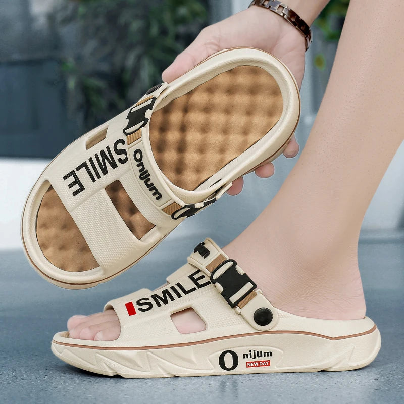 New Men's Massage Slippers Indoor Outdoor Sandals Beach Comfortable Soft Slides Clogs Casual Shoes Men Women Home Slippers