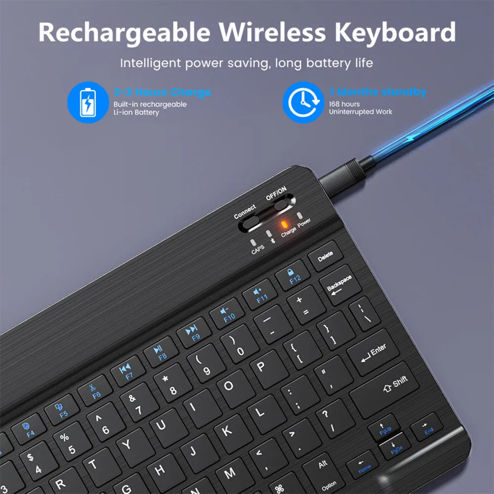 Teclado y ratón inalámbricos Bluetooth para IOS Android Windows Tablet para iPad Air Mini Pro teclado español coreano portugués ruso
