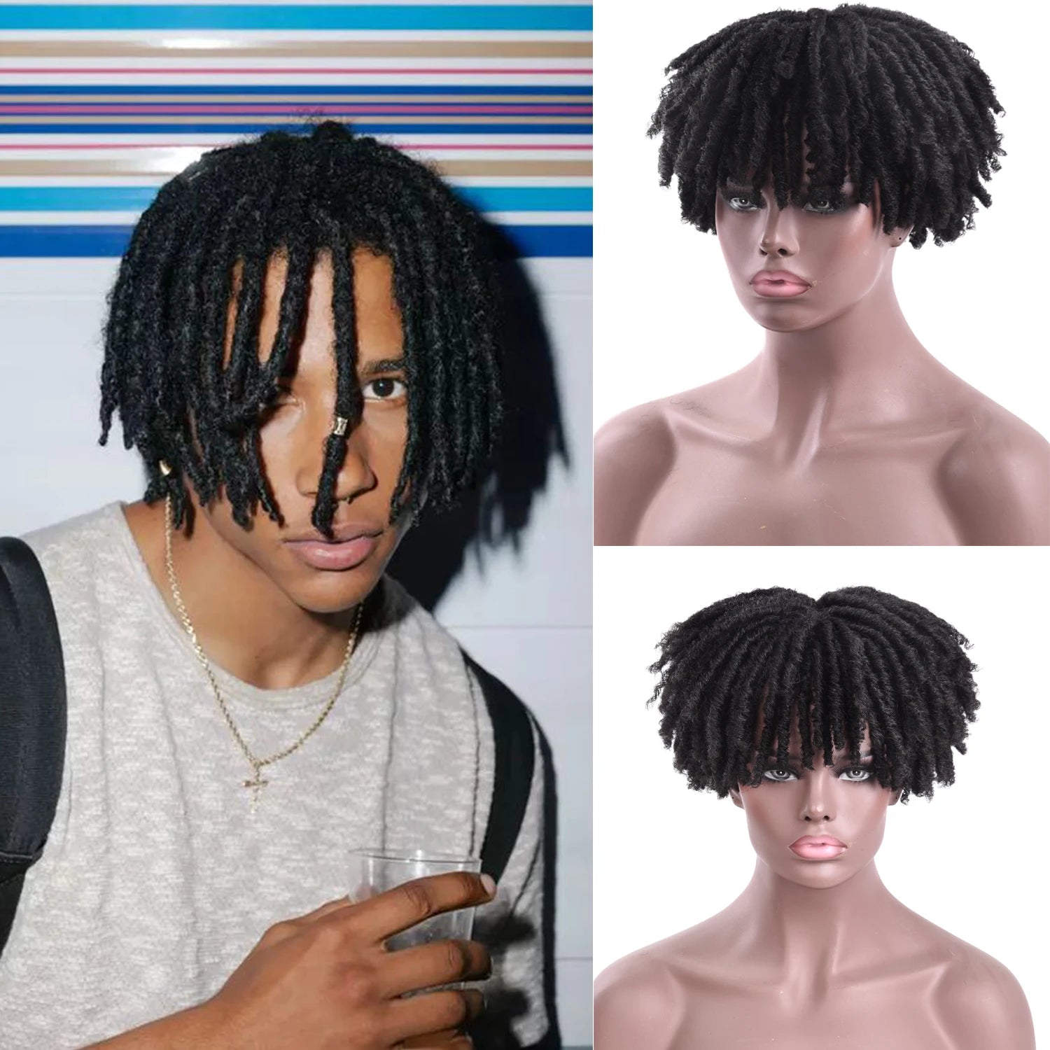 Silike Topper Synthétique Perruque Dreadlocks Faite à la Main, Toupée 27-613 Ombrée, Perruque Courte et Douce pour Hommes et Femmes