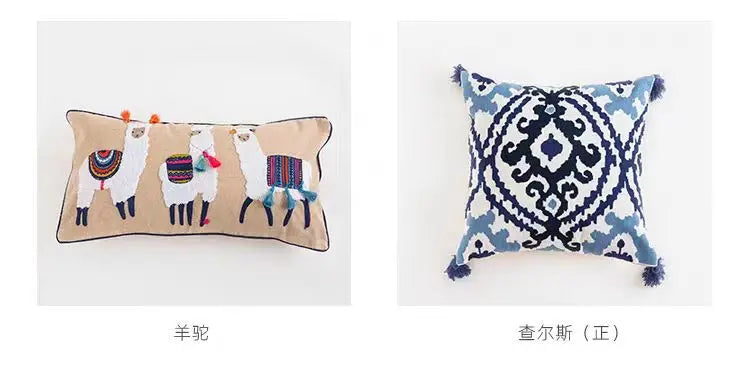 Moroccan Pillowcase Living Room Sofa Decor Handmade Pillow Cover Indian Exotic Ethnic Style Boho Embroidery Cushion Pillow Cover