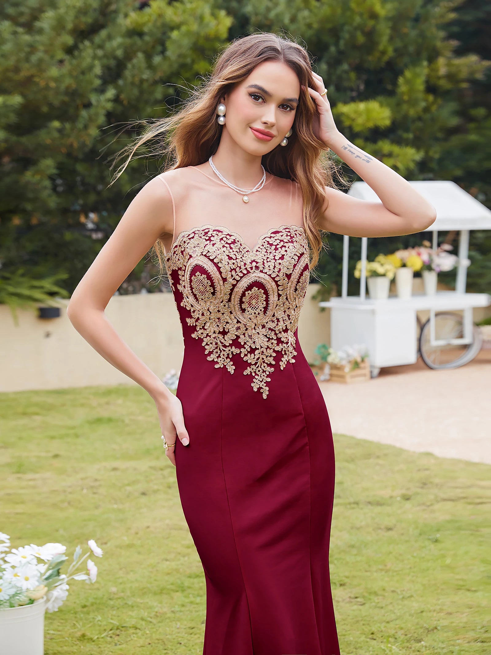 Burgundy Mermaid Evening Dress – Elegant, Sequined & Perfect for Prom or Formal Events