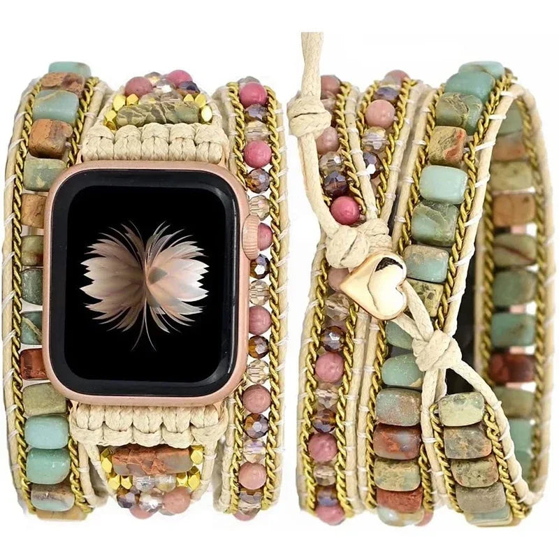 Bohemia Strap for Apple Watch Ultra Band 49mm 44mm 45mm 41mm 42mm 38 Handmade Natural Beads Bracelet Iwatch Series 8 7 6 Se 5 3