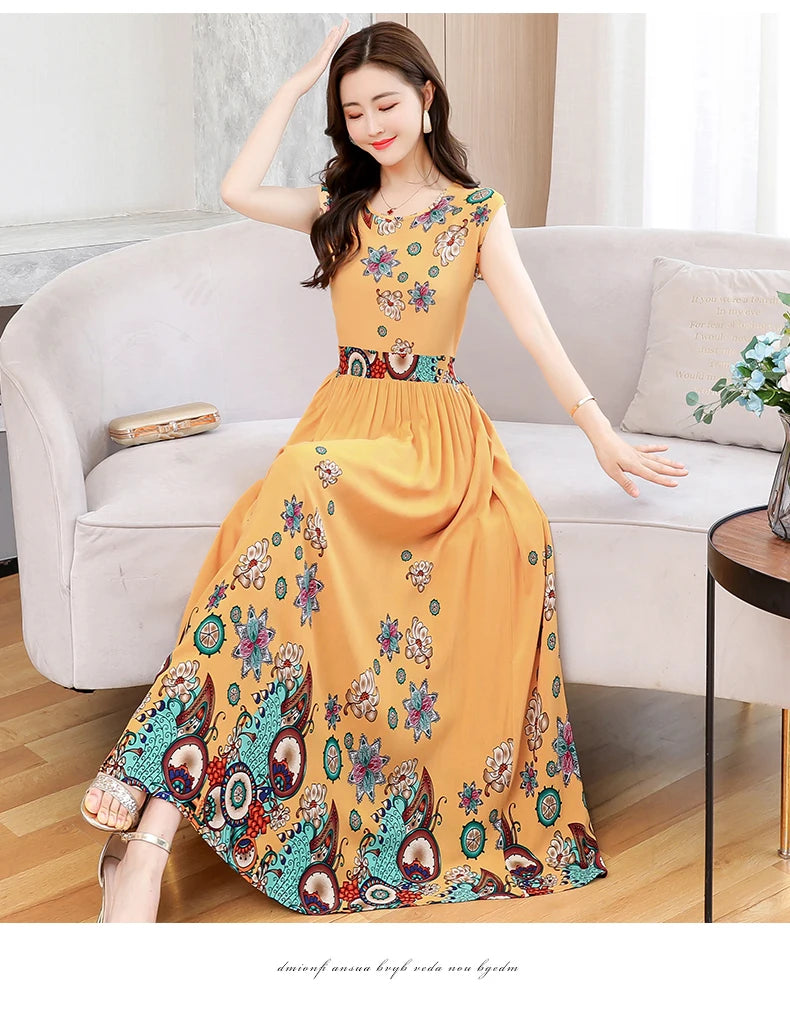 New Fashion  Summer Print Women Short Sleeve Cotton Plus Size Women Clothing Dress Ladies Large Size Vestidos dresses