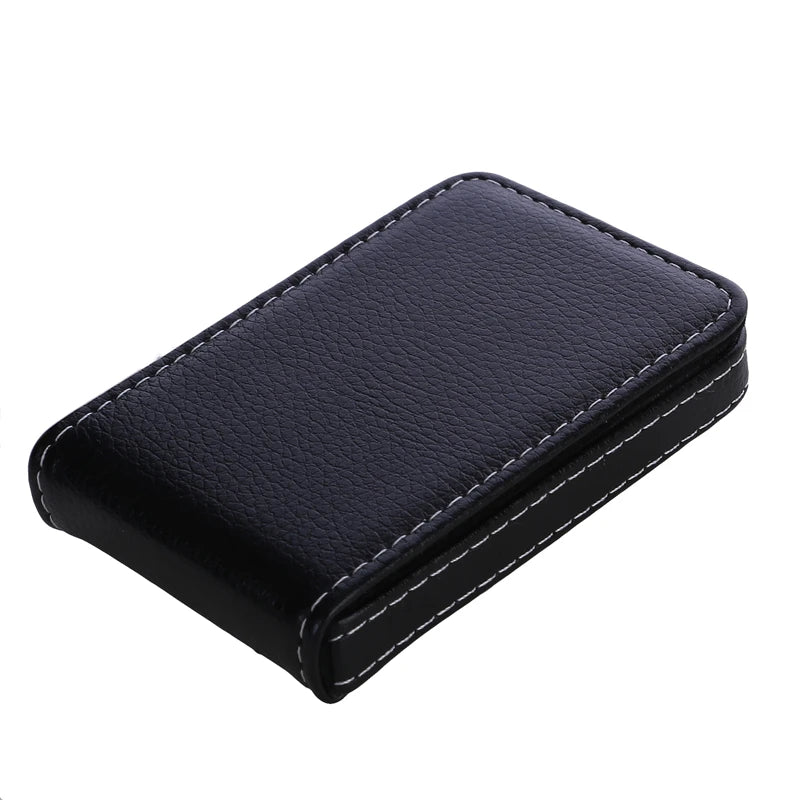 Business Card Holder, Vertical Version PU Leather Business Card Case Pocket Business Name Card Holder With Magnetic Shut