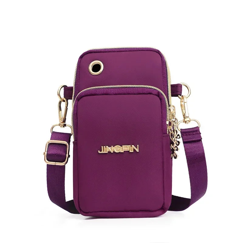Bolso para teléfono móvil para mujer, bandolera, minibolsos de moda, monedero para mamá, para colgar en el cuello, funda para correr, bolso de hombro, cartera de 3 capas