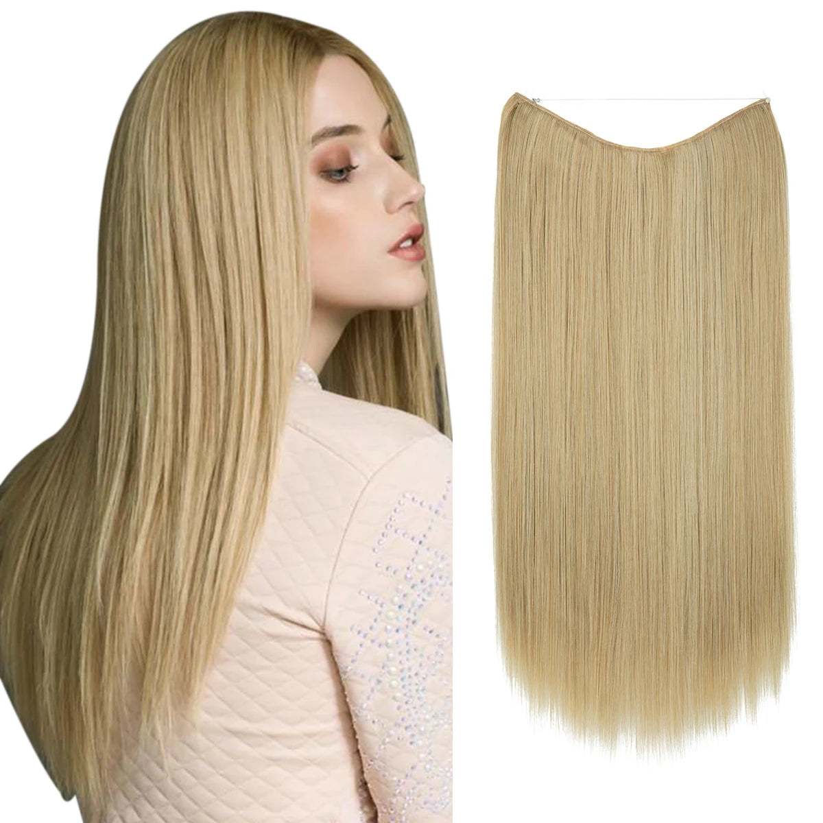 Extensiones de pelo liso con hilo invisible