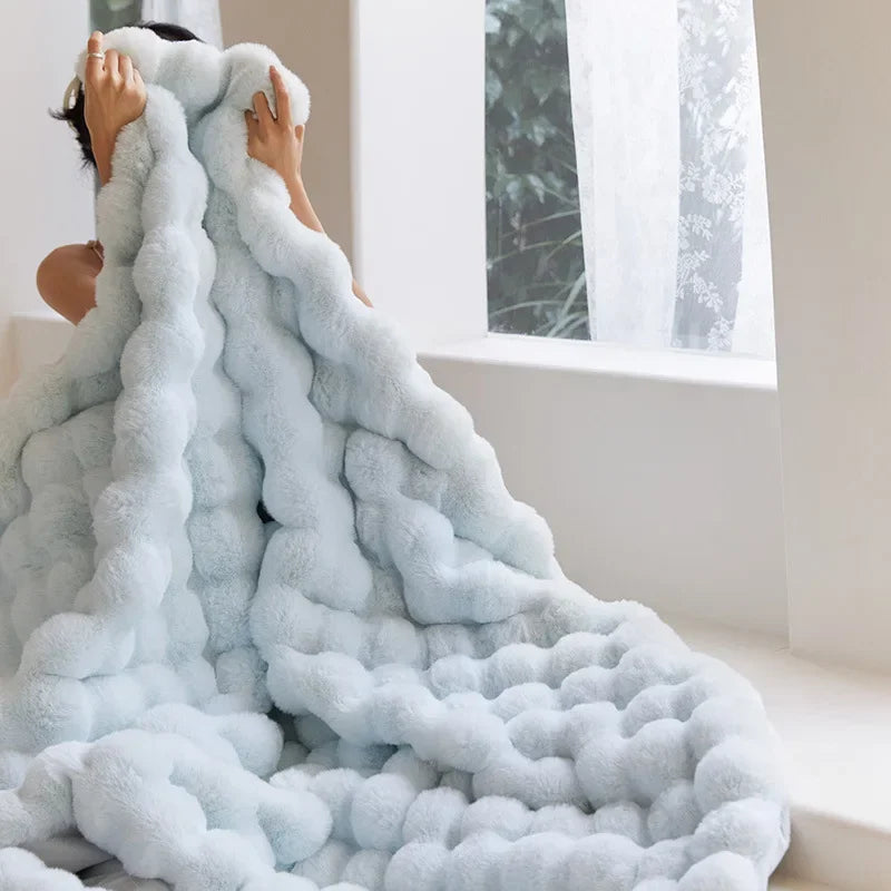 Fur Blanket for Winter Luxury Warmth Super Comfortable Blankets for Beds High-end Warm Winter Blanket for Sofa