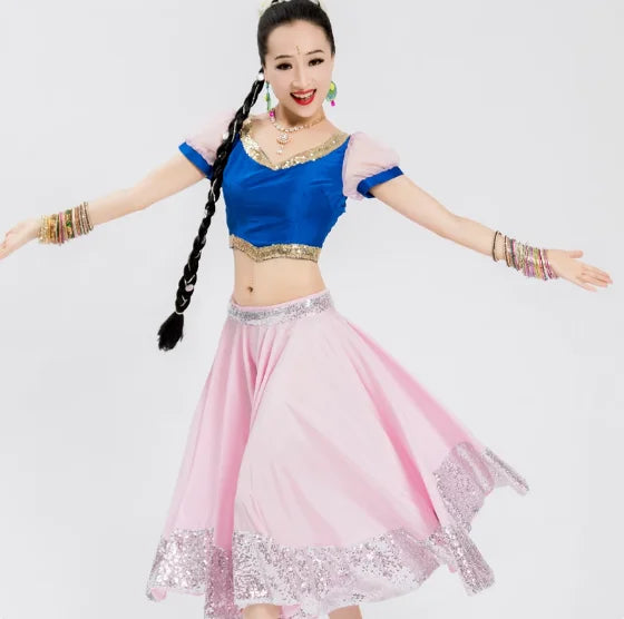 Danza india Mujer Phnom Penh Falda corta a media pierna para actuación