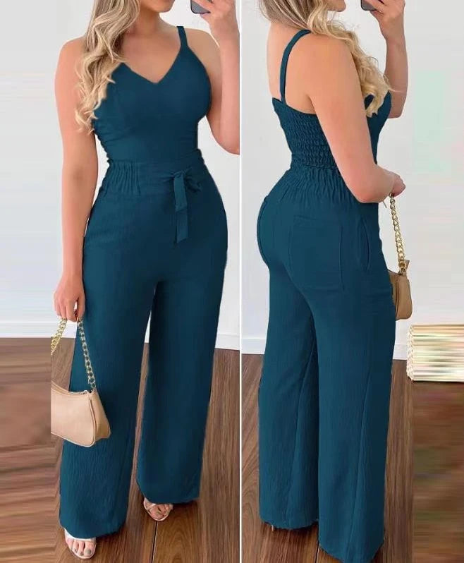 Conjuntos de dos piezas para mujer, trajes de verano 2024, top fruncido y pantalón casual de cintura alta, trajes de mujer con temperamento