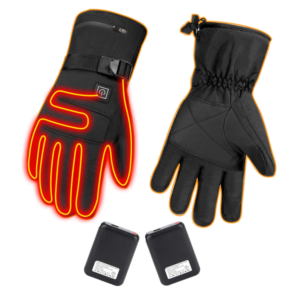 Gants chauffants électriques, gants chauffants pour ski d'hiver, gants chauffants pour moto, gants thermiques chauffants rechargeables et imperméables pour motoneige