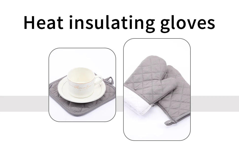 Ensemble de quatre gants de cuisine isolés et résistants à la chaleur, gants de four à micro-ondes, gants de cuisine isolés, ustensiles de cuisson