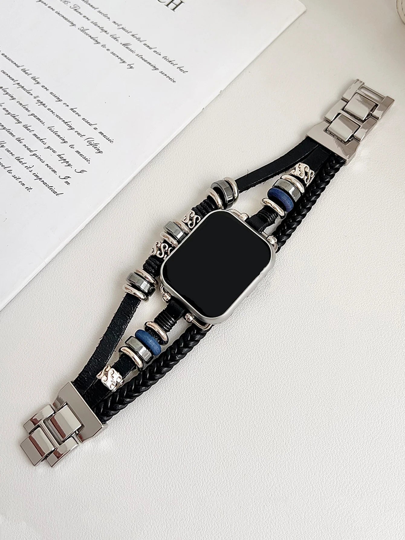 Metal Strap For Apple Watch Band Series876 SE54Ultra Women Jewelry Bracelet Chain IWatch 49mm 45mm 41mm 40mm 38 44mm Peal Wrist