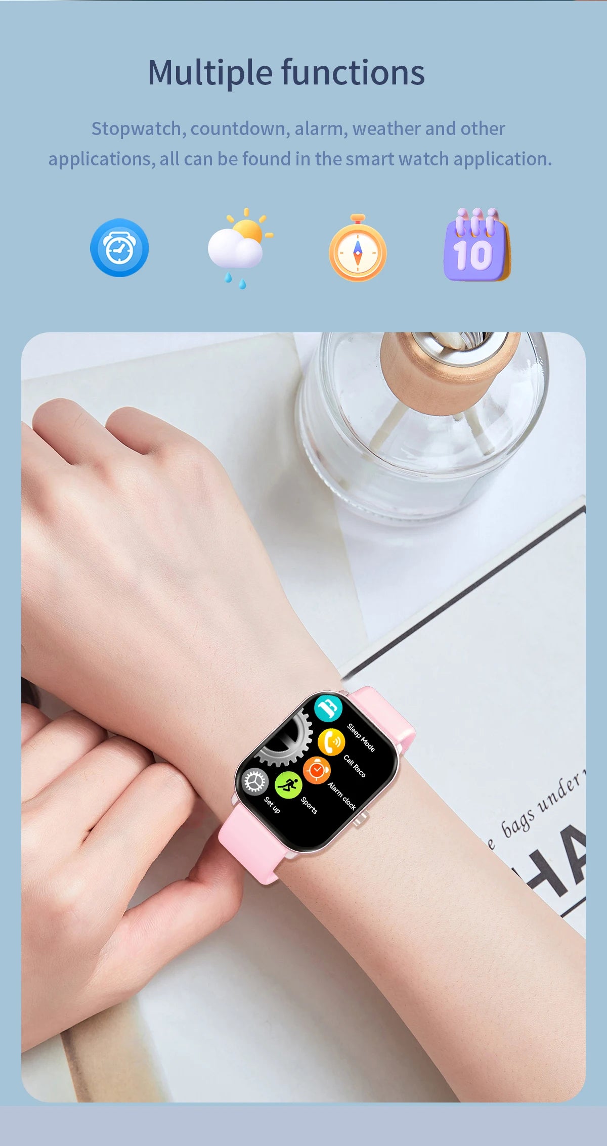 Reloj inteligente con pantalla grande de 2.01 pulgadas, cámara a prueba de agua, múltiples modos deportivos, llamadas Bluetooth, para hombres y mujeres, Smartwatch para Xiaomi