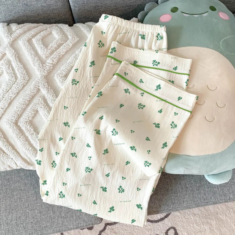 Women Pajamas Sets Short Sleeve Nightwear Top and Pants Sleepwear 3 Piece Pjs Loungewear Fashion Print Pyjamas Set Nightwear