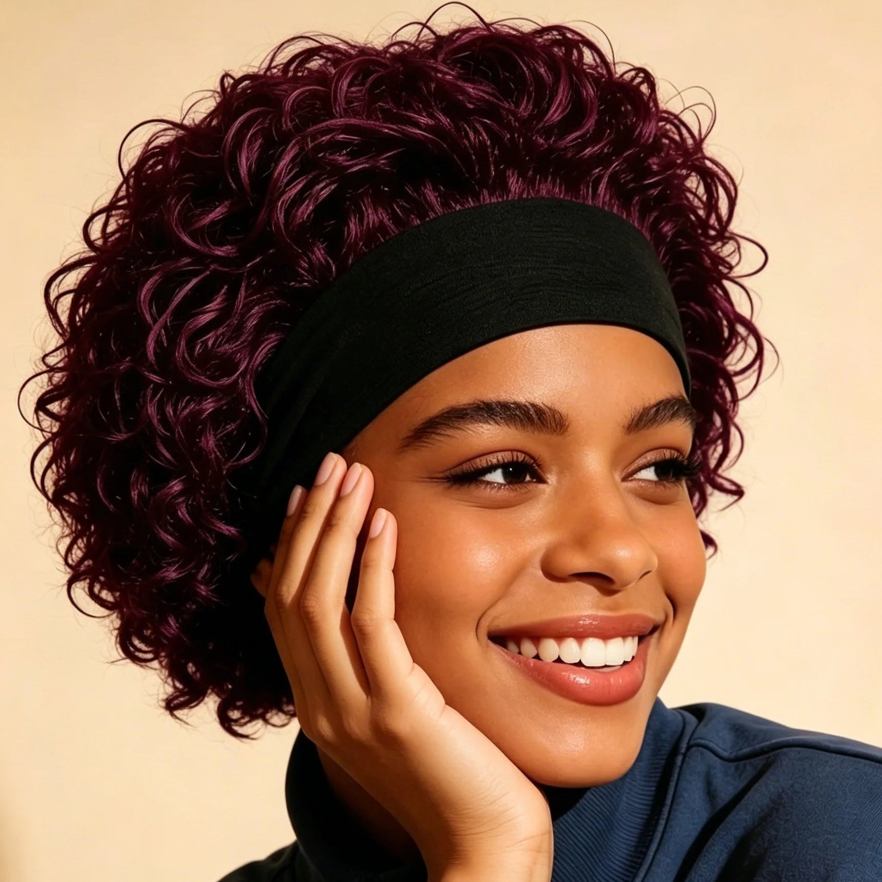 Curly Headband Human Hair Wig