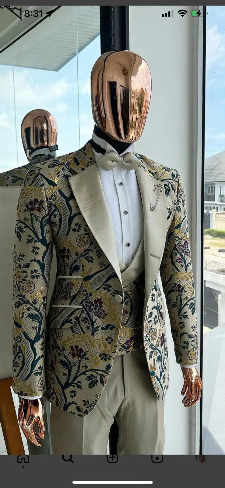 Suits for Men Slim Fit 3 Pieces Male Suit Jacket Vest with Pants Wedding Tuxedo