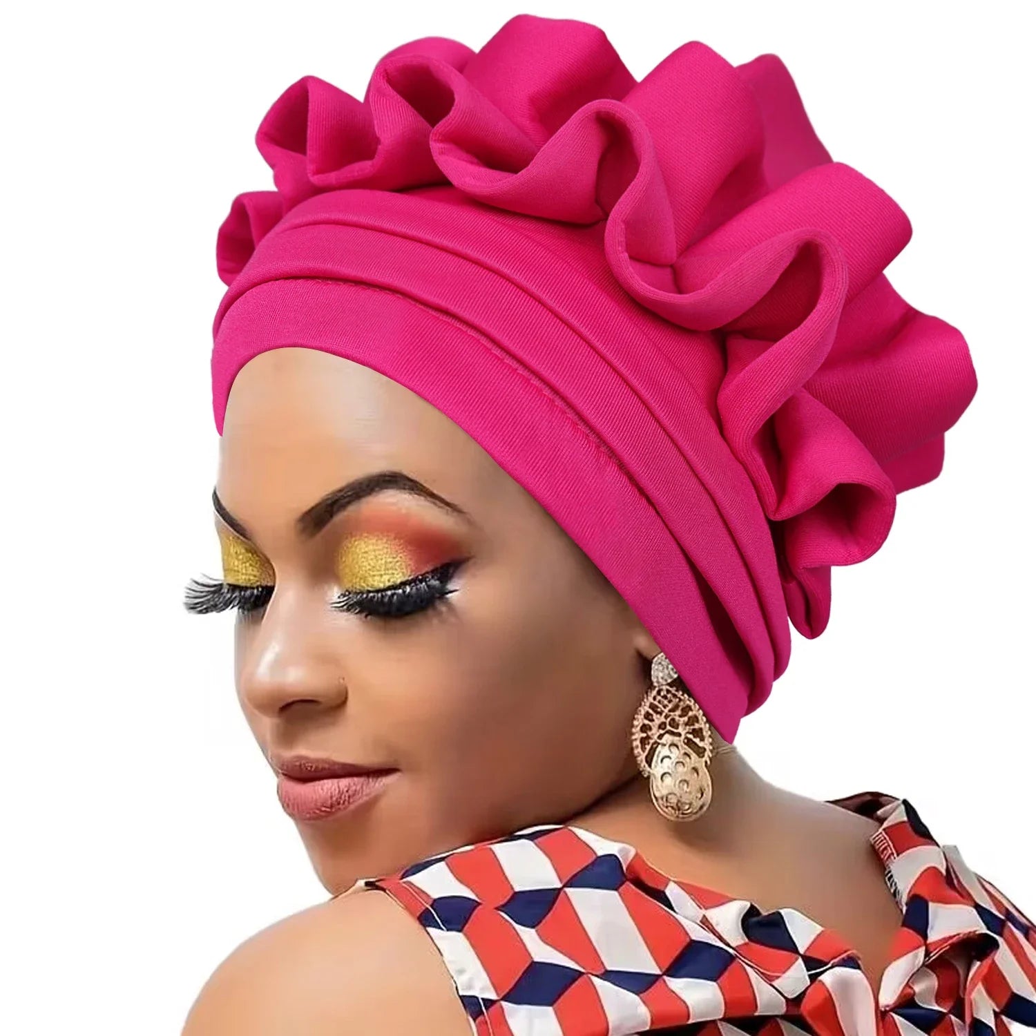 Women’s Raw Silk Pleated Turban – Elegant, African-Inspired & Perfect for Special Occasions