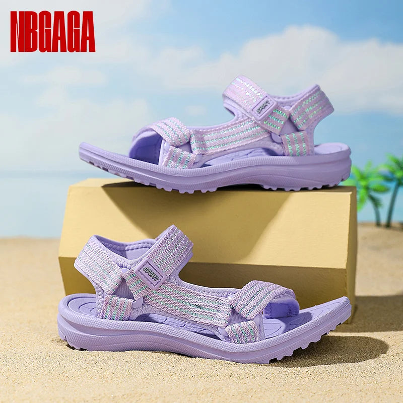 Kids Sport Sandals for Girls Breathable Non-Slip Soft Sole Comfortable Lightweight Beach Walking Outdoor Shoes Adjustable Straps